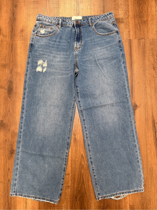 One Teaspoon Denim - One Teaspoon Wide Leg High Rise Denim Jeans Distressed Hem Baggy Oversize 33